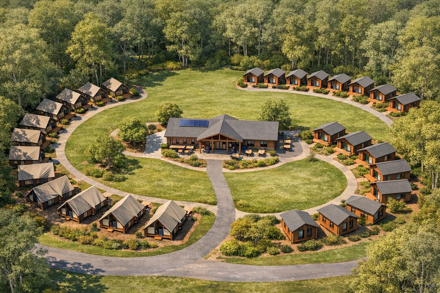 Gratitude Farm sanctuary with mountain backdrop